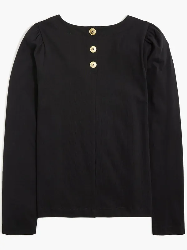 NWT J. Crew Size Small Black Puff Sleeve 100% Cotton Button Back Top NEW - Image 5