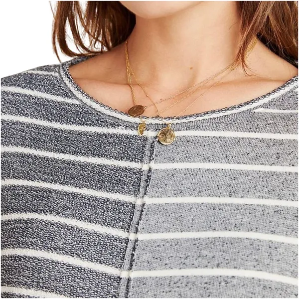 ANTHROPOLOGIE Women’s Devin Heathered Navy Striped Textured Knit Top - Image 3