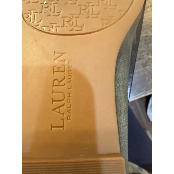 Lauren Ralph Lauren Averi Suede Slip On Loafers Size 5 Classic‎ Olive Monogram - Image 7