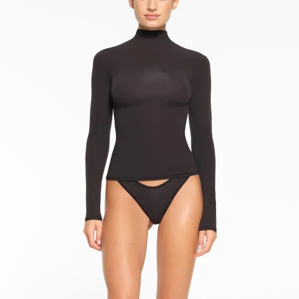 SKIMS Fits Everybody Long Sleeve Turtleneck Top in Onyx - Image 2
