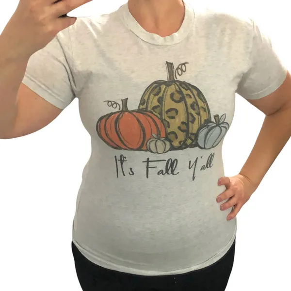 Next Level "It's Fall Y'all" (XS) Pumpkin Autumn Halloween Thanksgiving Printed Tee - Image 2