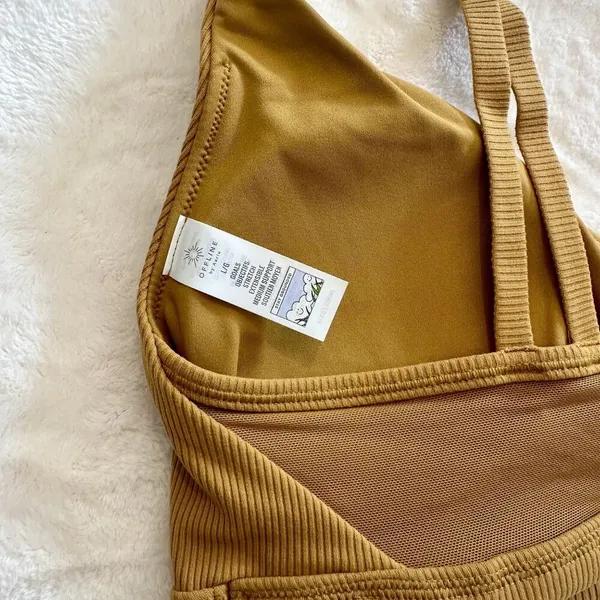NWT Offline by Aerie Goals Light Tan Ribbed Padded Sports Bra - Size: Large - Image 5