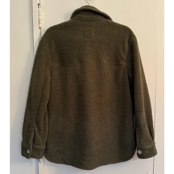 Abercrombie & Fitch Olive Green Sherpa Shirt Jacket Size Small - Image 3