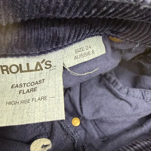 Rolla's Eastcoast Flare Pants Womens 24 Navy Blue High Rise Corduroy - Image 8