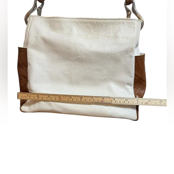 I Medici Firenze Italian White & Brown Genuine 100% Pebbled Leather‎ Handbag - Image 11