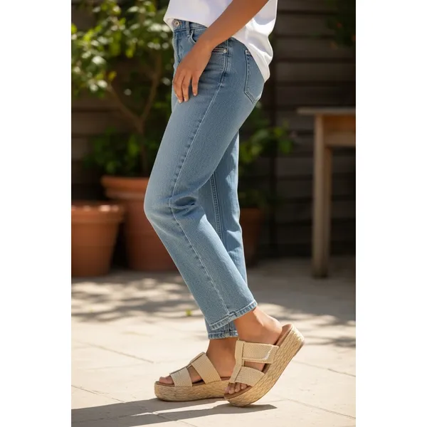 Zodiac Izzy Natural Woven Platform Slide‎ Sandals Size 9 - Image 2