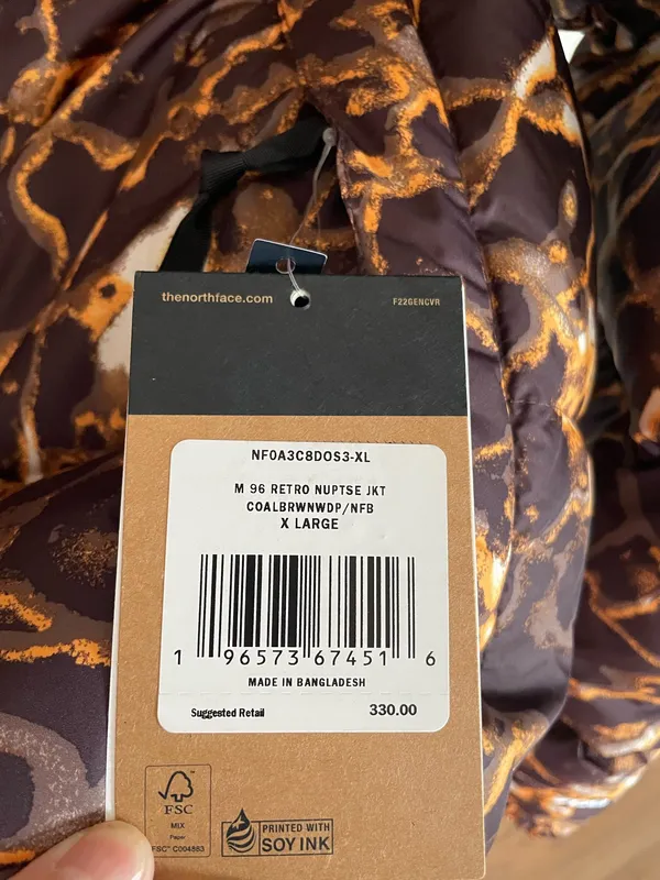 NWT The North Face Men’s Nuptse Puffer Down Jacket 96 Retro Coal Thunder Size XL - Image 5