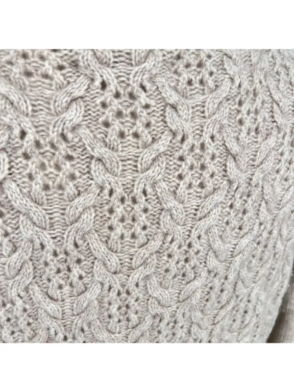 Nanette Lepore Lace Knit Cashmere Turtleneck Sweater Beige Size Small - Image 7