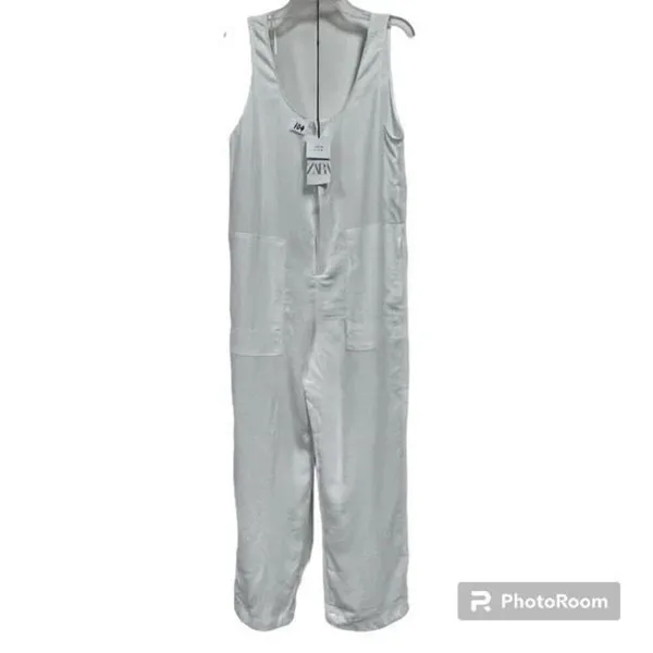 ✨Zara Jumpsuit White Long Flowy Sz XS Oversized Overalls✨ - Image 6