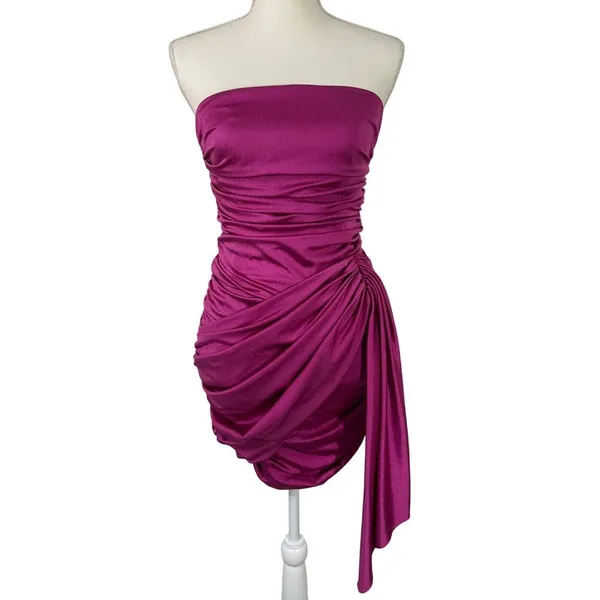 Amanda Uprichard Jersey Anja Mini Dress in Fuchsia Small New Womens Strapless - Image 4
