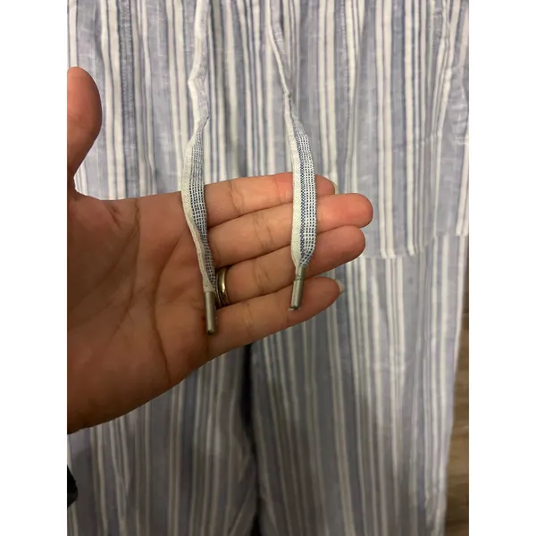 Gap linen blend pants size Large flare stripped blue white string flowy summer - Image 7
