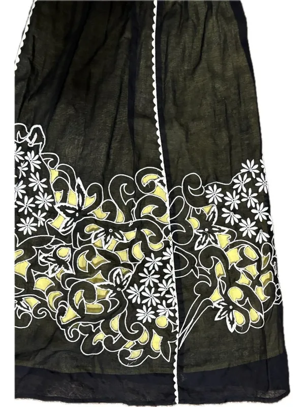 Anthropologie Floreat 4 Step By Step Dress Yellow Black Sundress Eyelet Smocked - Image 7