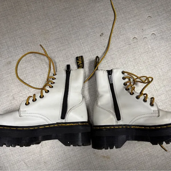 Dr. DOC Martens Jadon Boots -side‎ zip white Platform Shoe - Size 36 Womens 5 - Image 4