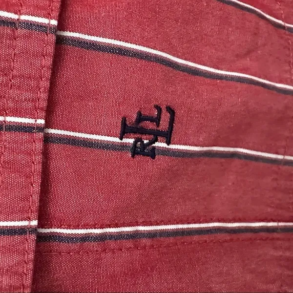 Lauren Ralph Lauren Red Navy Striped Button Up Shirt Cotton Womens S - Image 4