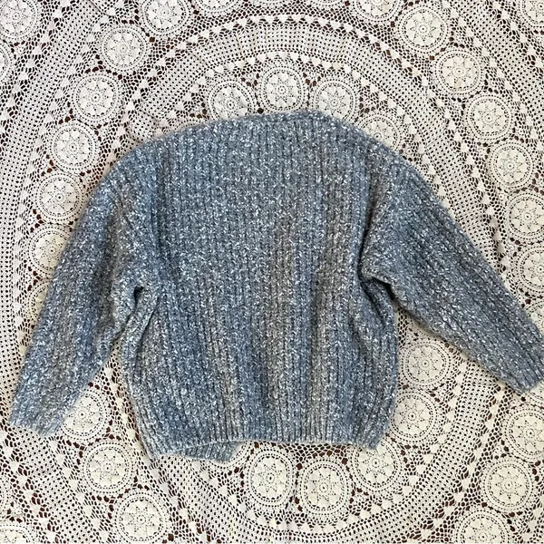 FRNCH PARIS Thick Knit Grey Open Cardigan Medium - Image 7