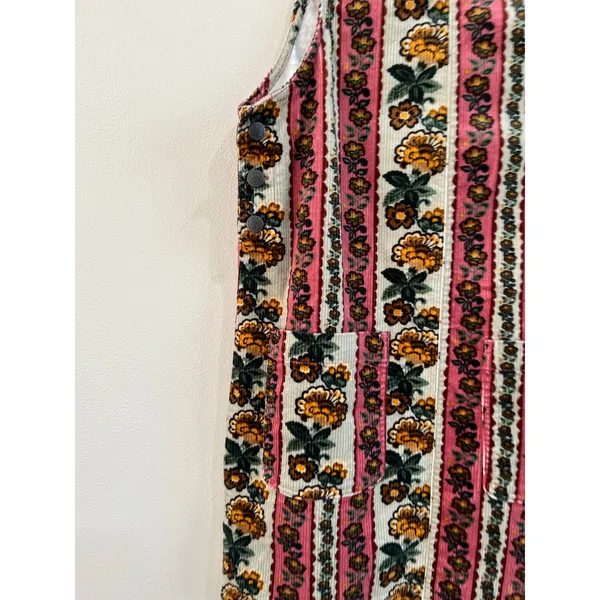 Lucy Yak Layla Corduroy Floral Overall Mini Dress Organic Cotton‎ Size US 2 - Image 3