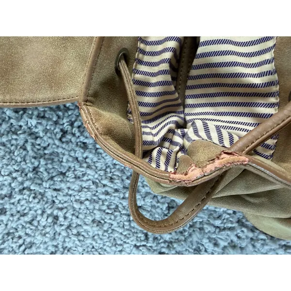 Urban Expression Tan Faux Suede Buckle Backpack Camel Distressed Boho Bag - Image 7