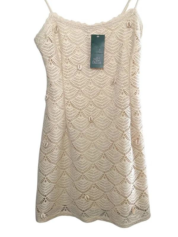 Wild Fable Crochet Mini Dress Cream Shell Detail Small NWT - Image 10