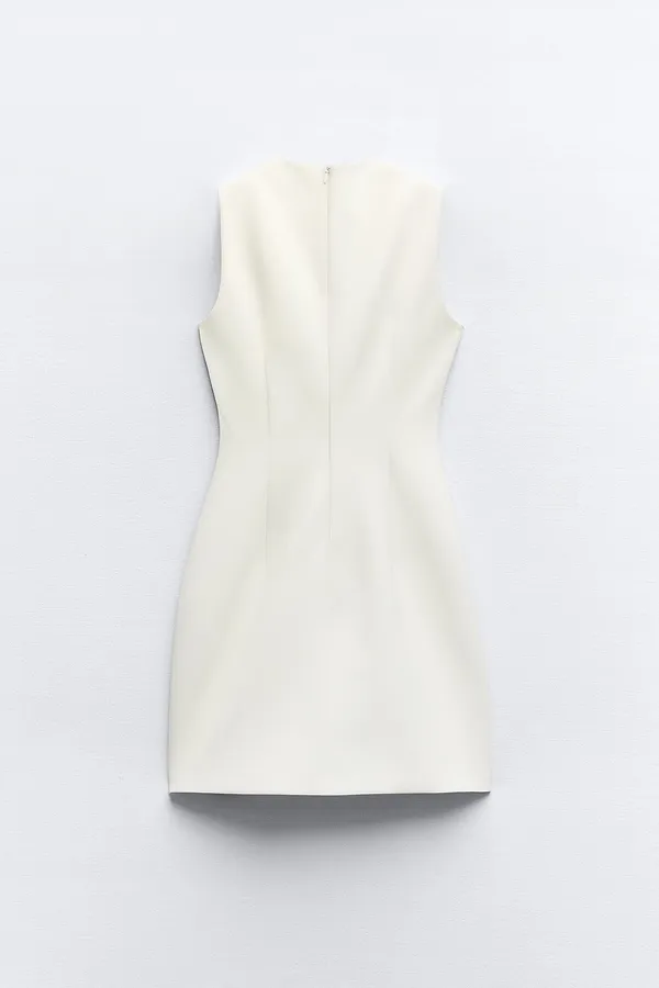 Zara dress mini fitted bodycon neck strap white Elegant Sleeveless - Image 11
