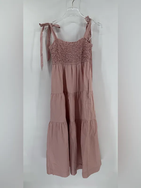 En Saison Matisse Smocked Cotton Midi Dress‎ Pink size small - Image 3