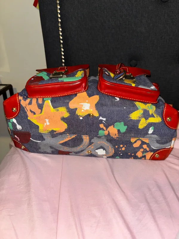 Dooney & Bourke Graffiti Denim Shoulder Bag RARE HTF! - Image 5