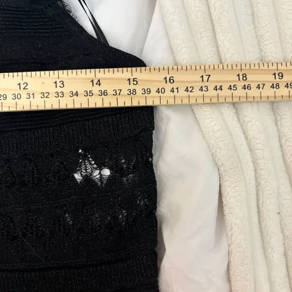 Zara Black Open Knit Tank Top With Lace Trim And Straps Size L - Image 6