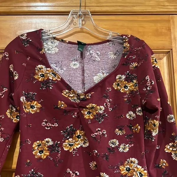 Wild Fable Burgundy Floral Mini Dress Small - Image 2