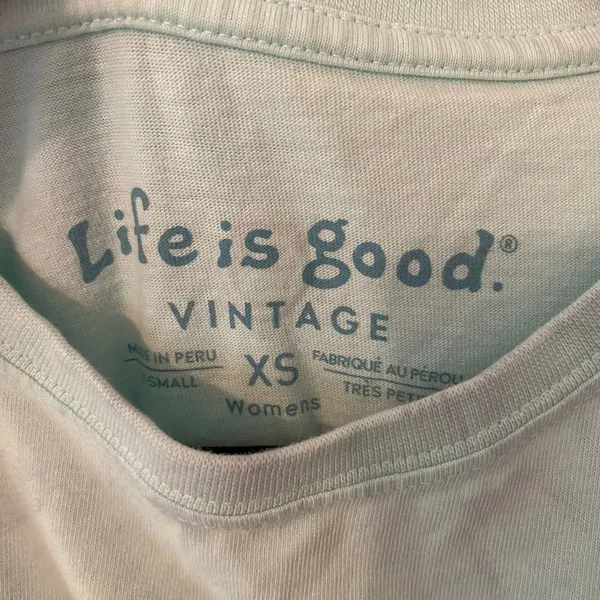 Life Is Good Blue Outdoors Short Sleeve T-Shirt Cotton Gorpcore Women's size XS - Image 2