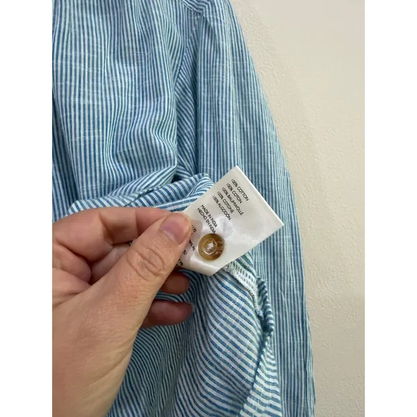 Pilcro and the Letterpress Blue White Pinstripe Cotton Button Up Shirt XS - Image 6