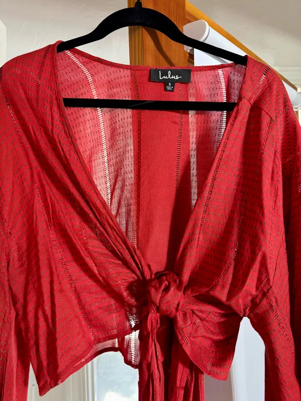 Lulus Rust Red Tie-Front Top - Image 4