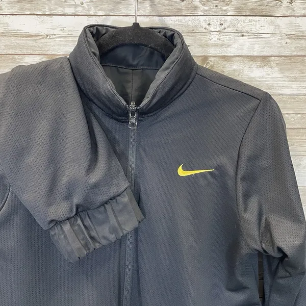 Nike Womens M Jacket‎ Reversible Black Fit Dry Hidden Hood Running Cycling Logo - Image 9