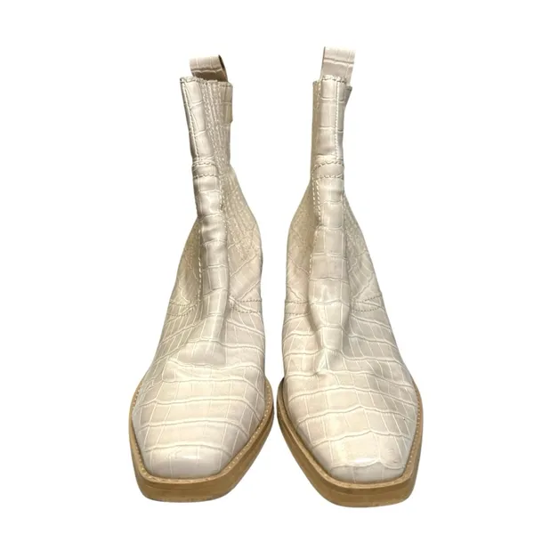Steve Madden Geniva Beige Crock Faux Leather Square Toe Heel Boots Size 10M - Image 2
