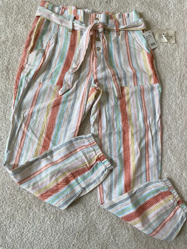 Indigo Rein Linen Jogger Pants Multi-striped Women’s Large. NWT - Image 3