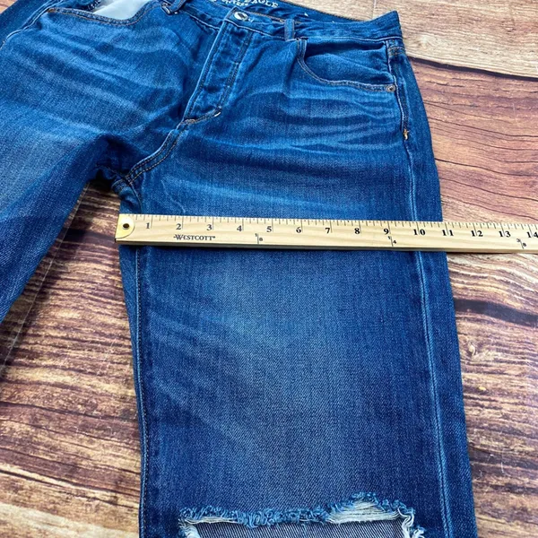 American Eagle Hi-Rise Girlfriend Distressed Medium Wash Womens Blue Jeans sz 8 - Image 11