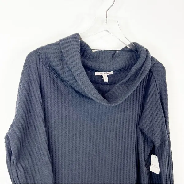 NWT Free People Juicy Cowl Neck‎ Thermal Top Women's Size XS Black Boho - Image 5