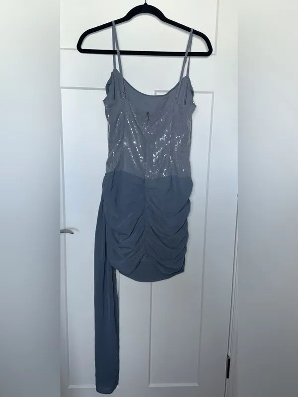 NWT Runaway the Label Seanna Ruched Cowl Mini Dress - Steel - Image 3