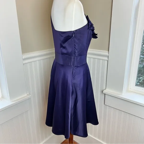 The Limited Purple One Shoulder Rosette Satin Cocktail Dress Size 6 - Image 12