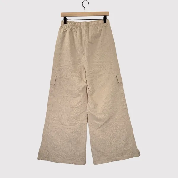 Honor The Gift Womens Pants Beige Waffle Cargo Wide Leg High Rise Baggy Small - Image 2