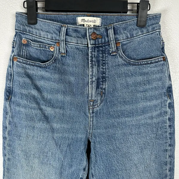 Madewell The Perfect Vintage Jeans Womens 25 Medium Wash‎ Raw Hem Straight Leg - Image 2