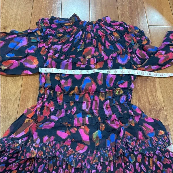 NWT FARM RIO Iridescent Leopard Print Ruffled Mini Dress In Multi‎ Color size XS - Image 11