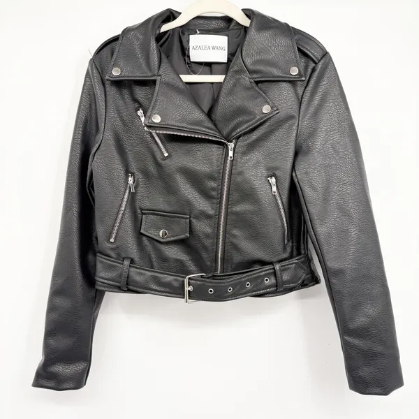 Azalea Wang Womens Studded Limited Edition Moto Biker Faux Leather Jacket Size M - Image 3