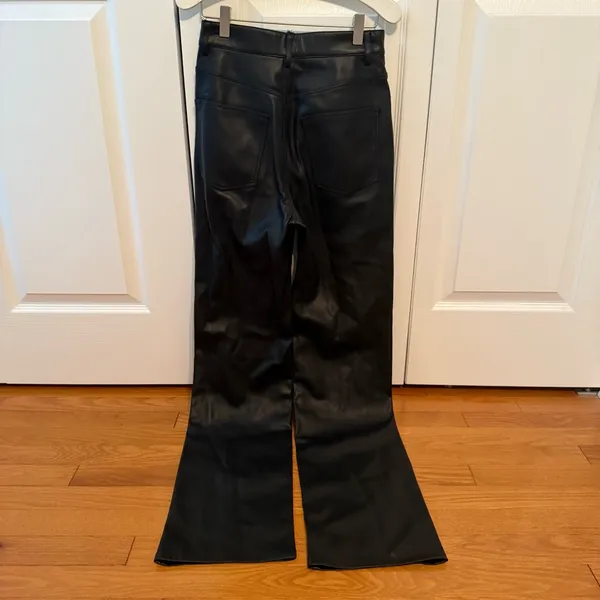 Zara Faux Leather Wide Leg Pants in Black - Image 3