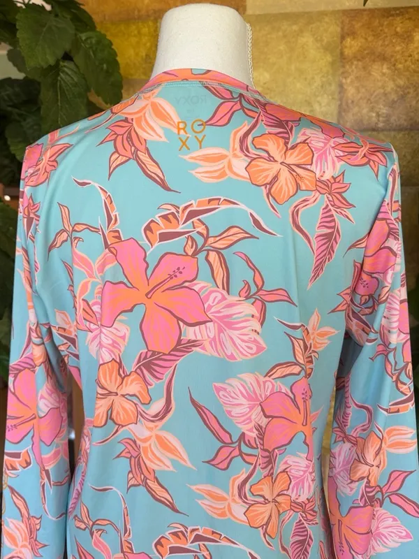 NEW Roxy Women’s UPF 50 Sun Protection Rash Guard Floral Long Sleeve Swim Tee - Image 9