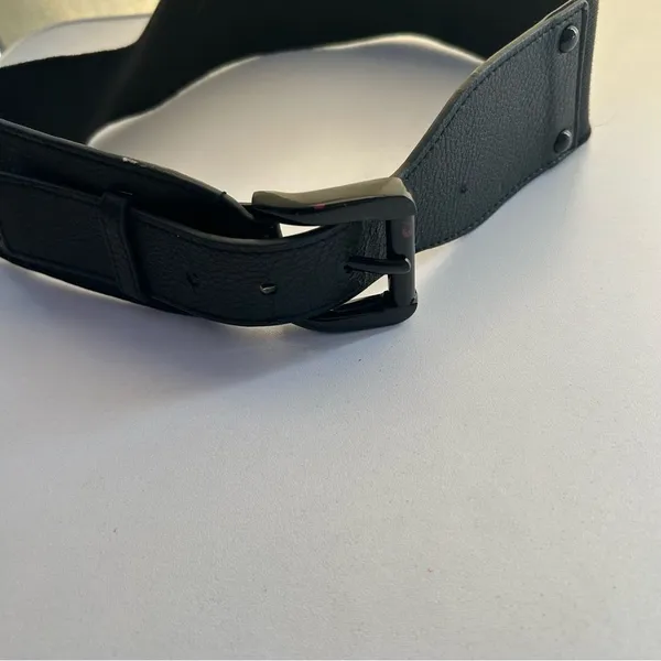 Express Black Faux Leather Wide Belt S/M Adjustable - Image 3