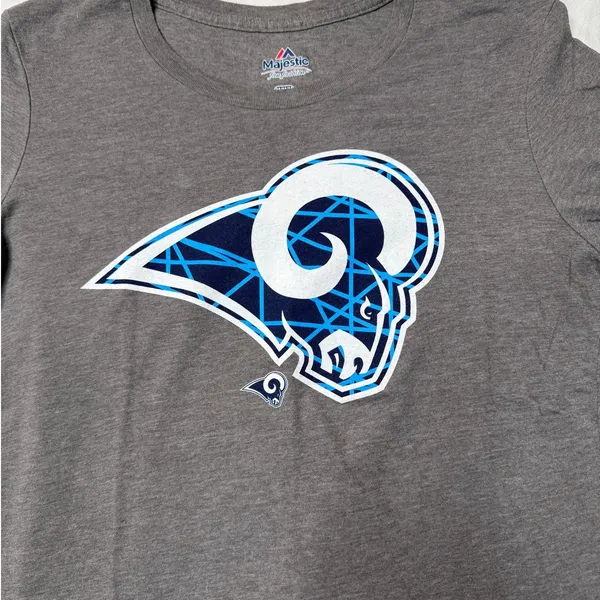 Majestic Los Angeles Rams T Shirt Women’s M Gray NFL Football Graphic Flawed - Image 6