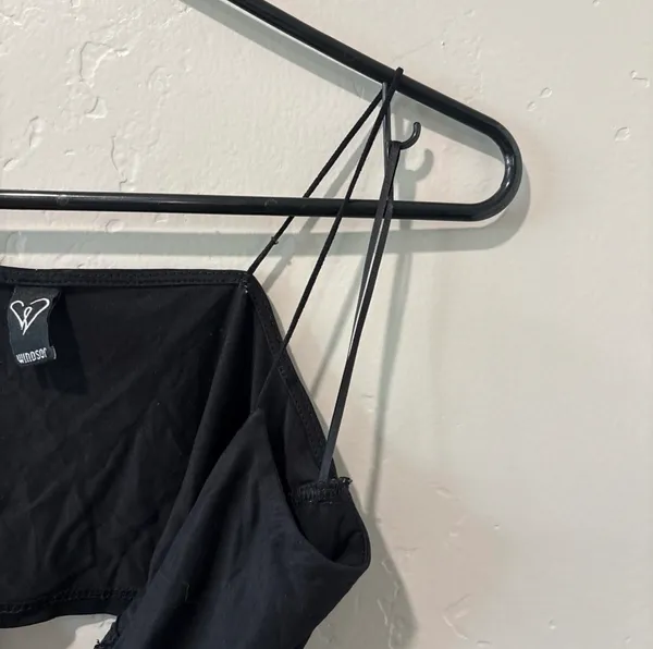 Windsor Black Ties in the Front Spaghetti Strap Crop Top - Image 3