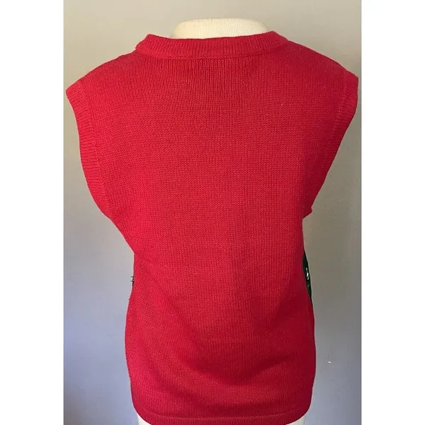 VTG Christmas Sweater Vest Bechamel Sz Small Red Penguins Snowflakes Embroidered - Image 6