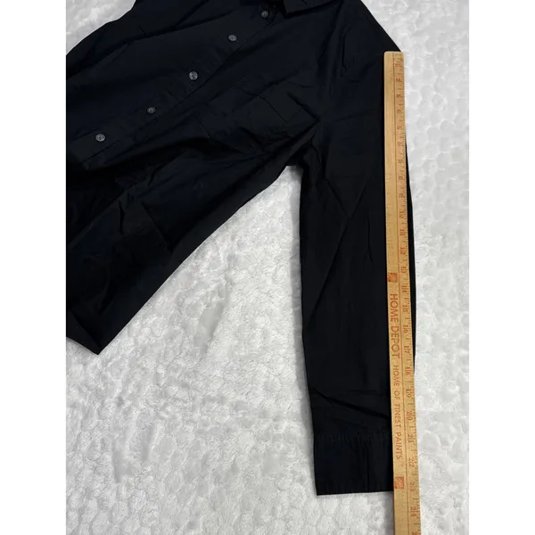 J. Crew Petite Button-Up Cotton Poplin Shirt Long Sleeve Womens L Petite Black - Image 10