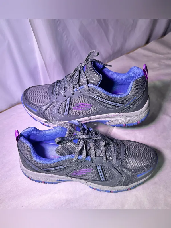 Skechers Gray Athletic Walking Shoe with Purple & Light Blue Accents - Image 3