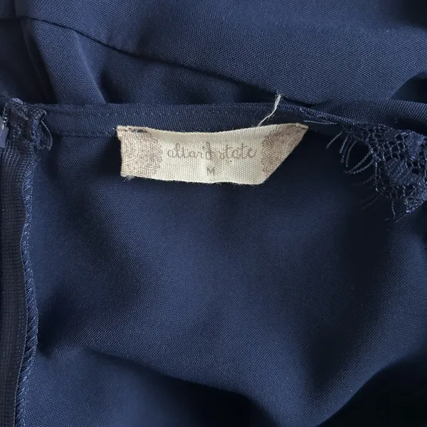 Altar'd State Size Med Navy Blue Maxi Dress Sleeveless Lace Details Tie Back Zip - Image 4